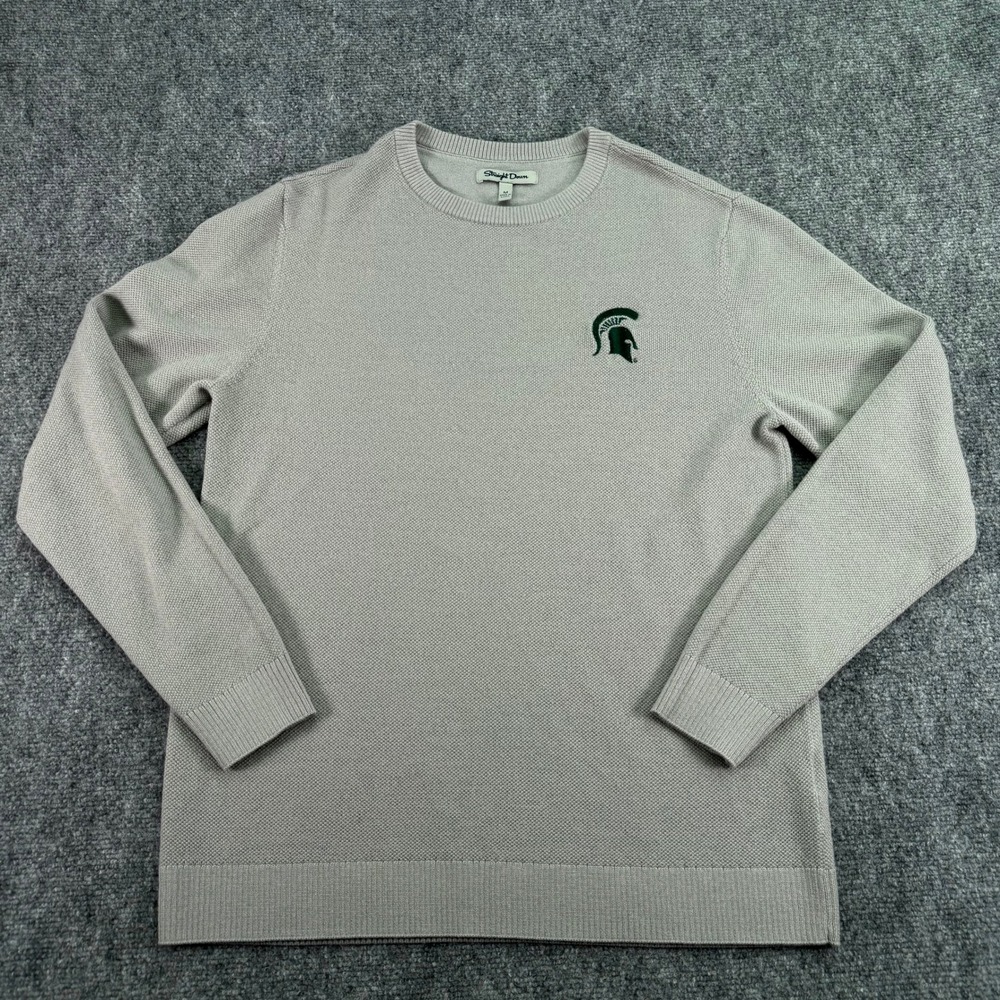 Michigan State Spartans Sweater Mens Medium Straight Down Merino Wool Blend Gray - Picture 1 of 11